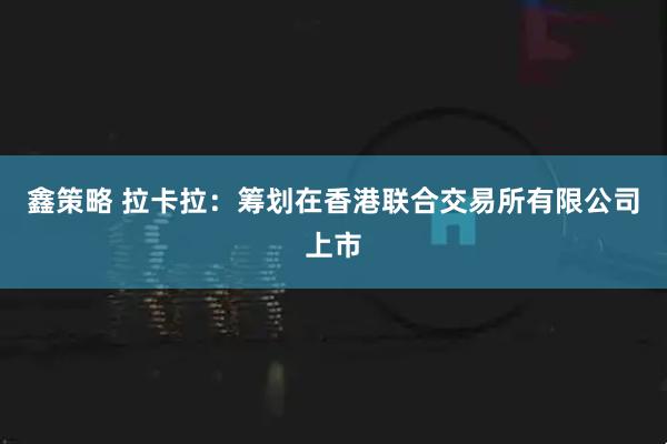 鑫策略 拉卡拉：筹划在香港联合交易所有限公司上市